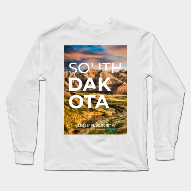 South Dakota Travel Poster Long Sleeve T-Shirt by mardavemardave